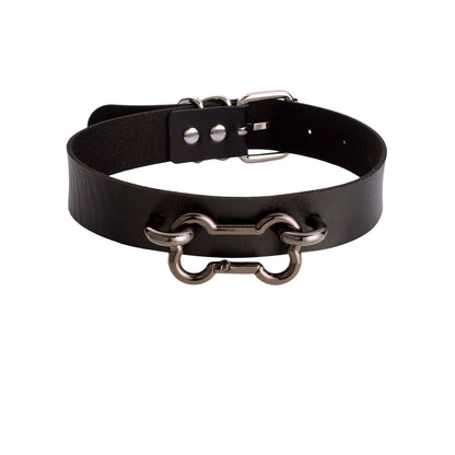 Women's Goth Bone Collar Choker Necklace | Black Leather Alt Fashion Gothic Jewelry