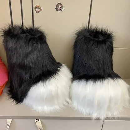 Fluffy Fursuit Paw Shoes Cosplay Animal Boots for Halloween and Conventions