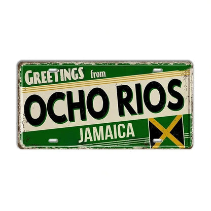Caribbean Destination Metal Sign – Vintage Aluminum Wall Decor (30x15cm)