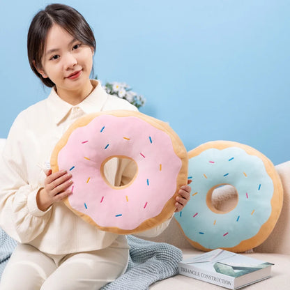 Kawaii Doughnut Plush Pillow — Squishy Stuffed Toy & Decor