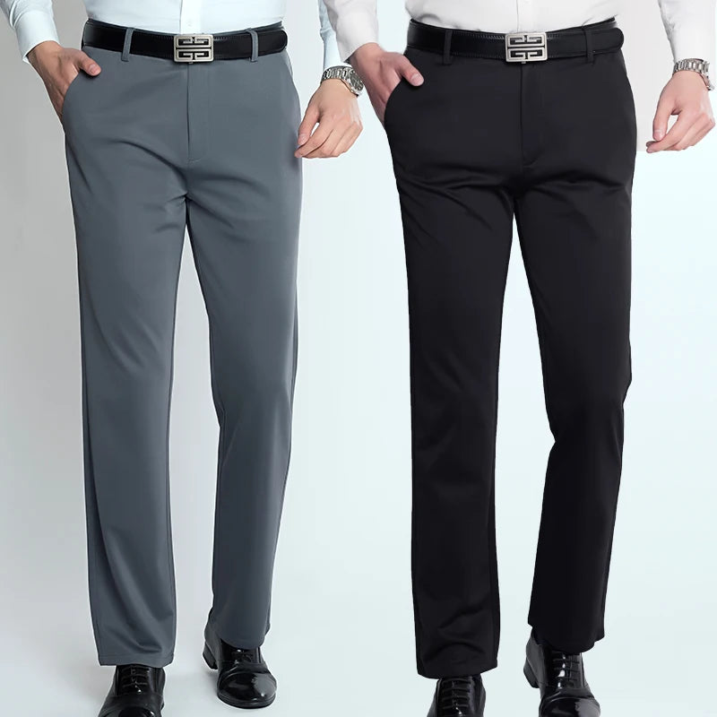 Men's Smart Casual Dress Pants – Elastic Waist Suit Trousers, Straight Fit | Sizes 29–42