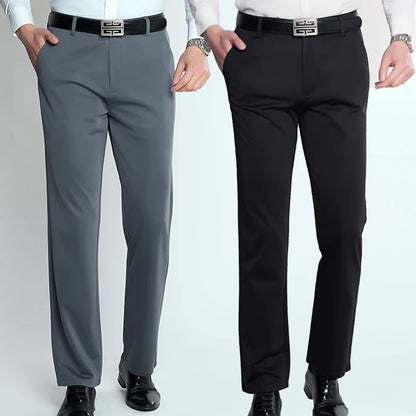 Men's Smart Casual Dress Pants – Elastic Waist Suit Trousers, Straight Fit | Sizes 29–42