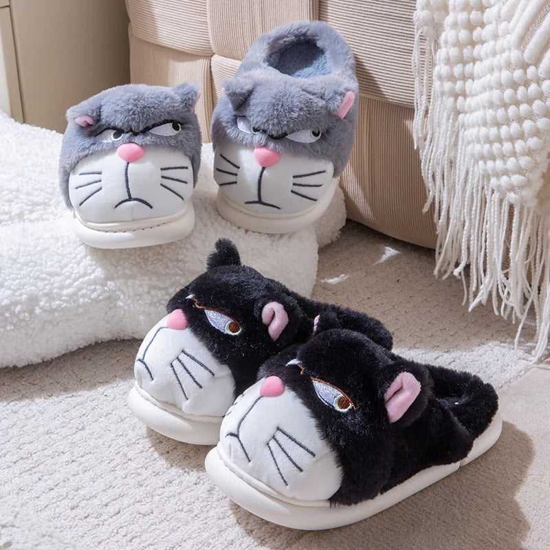 Cartoon Embroidered Plush Slippers – Women's Cozy Indoor House Shoes