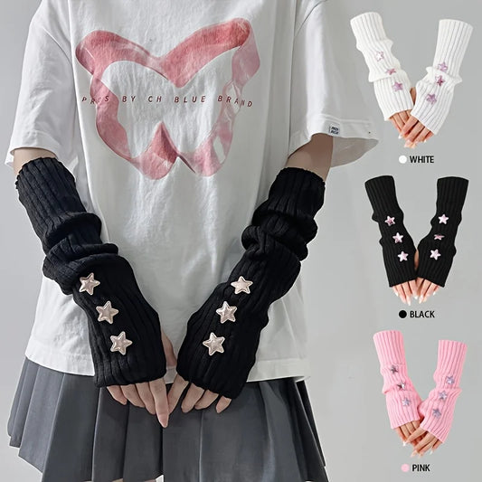 Star Fingerless Gloves – Knit Accessory Gloves for Women