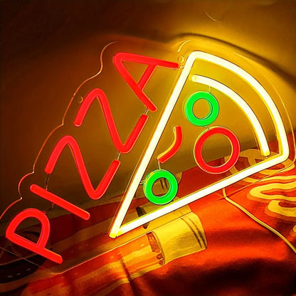 Pizza Neon LED Sign | USB Powered Pizza Shape Light for Restaurant, Kitchen & Party Decor