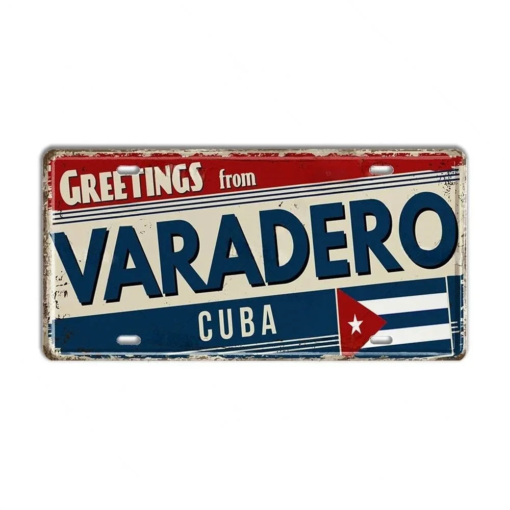 Caribbean Destination Metal Sign – Vintage Aluminum Wall Decor (30x15cm)