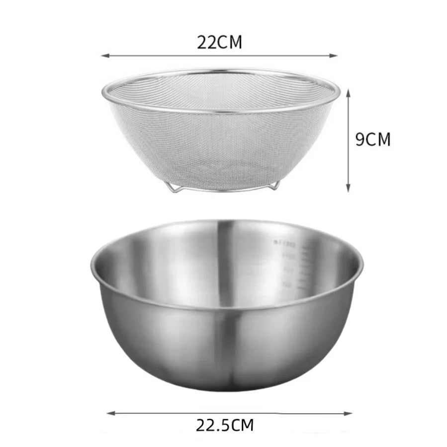 Stainless Steel Mixing Bowl Set with Measurement Scale