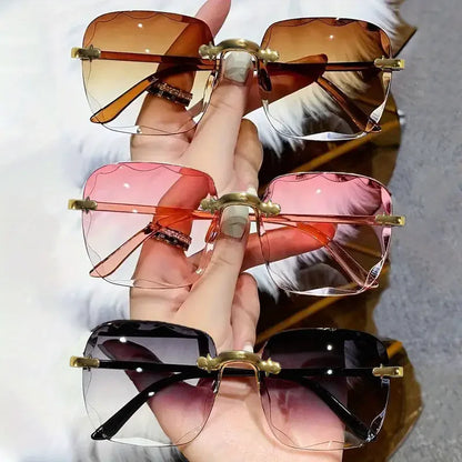 Women's Square Rimless Sunglasses | 3pcs Luxury Designer Summer UV400 Shades for Women & Men