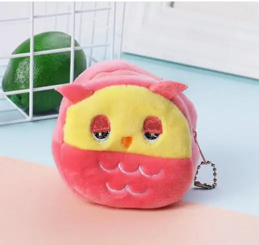 Plush Cartoon Animal Coin Purse with Zipper