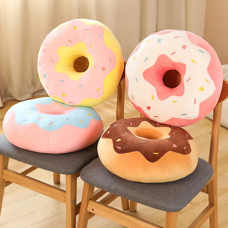 Kawaii Doughnut Plush Pillow — Squishy Stuffed Toy & Decor