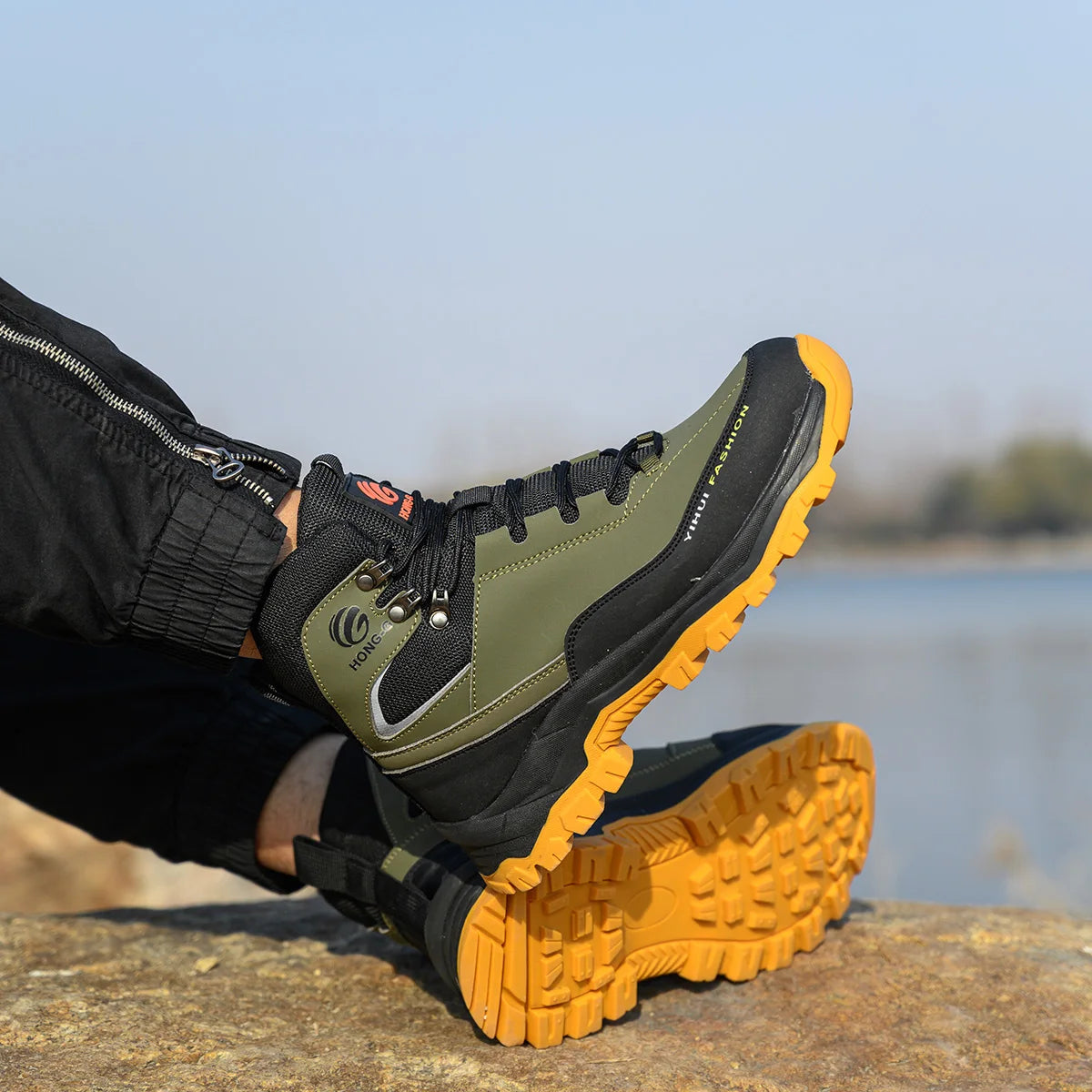 Steel Toe Cap Leather Work Safety Boots for Men