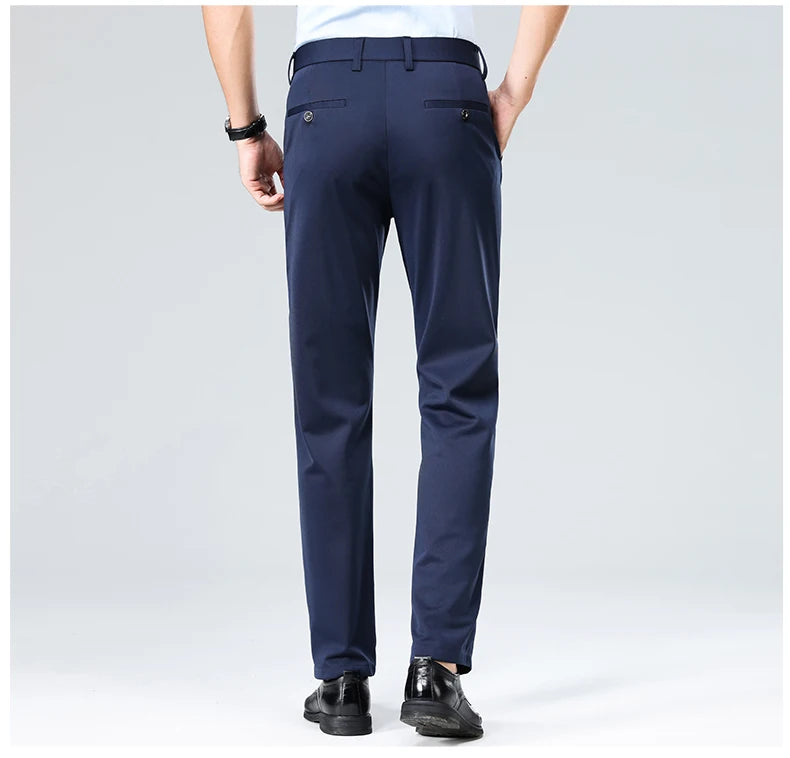 Men's Smart Casual Dress Pants – Elastic Waist Suit Trousers, Straight Fit | Sizes 29–42