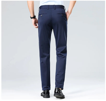 Men's Smart Casual Dress Pants – Elastic Waist Suit Trousers, Straight Fit | Sizes 29–42
