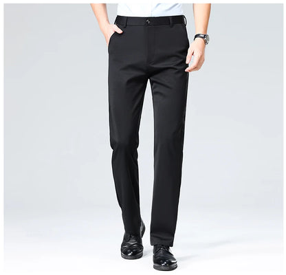 Men's Smart Casual Dress Pants – Elastic Waist Suit Trousers, Straight Fit | Sizes 29–42