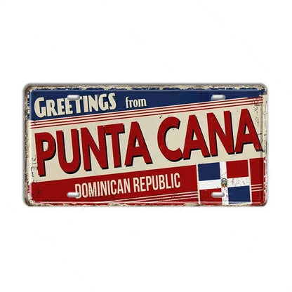 Caribbean Destination Metal Sign – Vintage Aluminum Wall Decor (30x15cm)