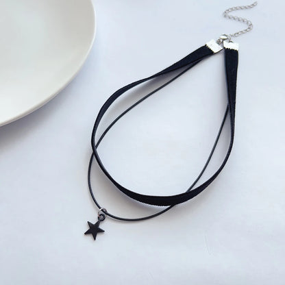 Women's Black Velvet Choker Necklace | Double Pentagram Pendant Gothic Accessories