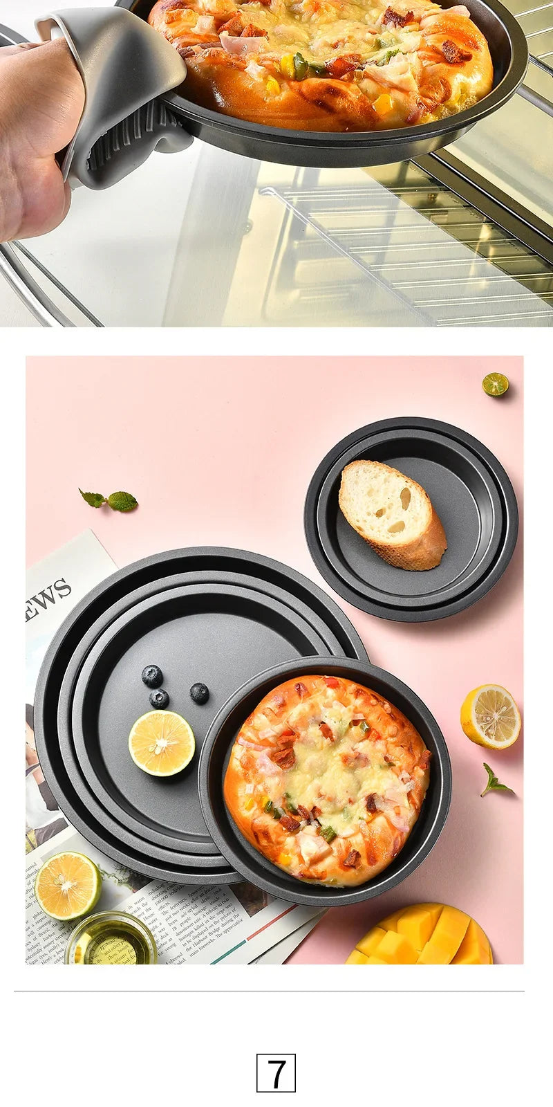 Non-Stick Carbon Steel Pizza Pan | 6–10 inch Black Baking Pan for Oven, Microwave & Chip Tray