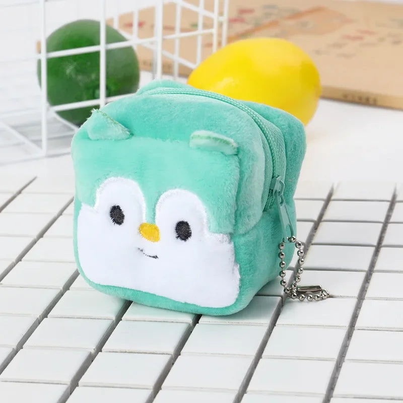 Plush Cartoon Animal Coin Purse with Zipper