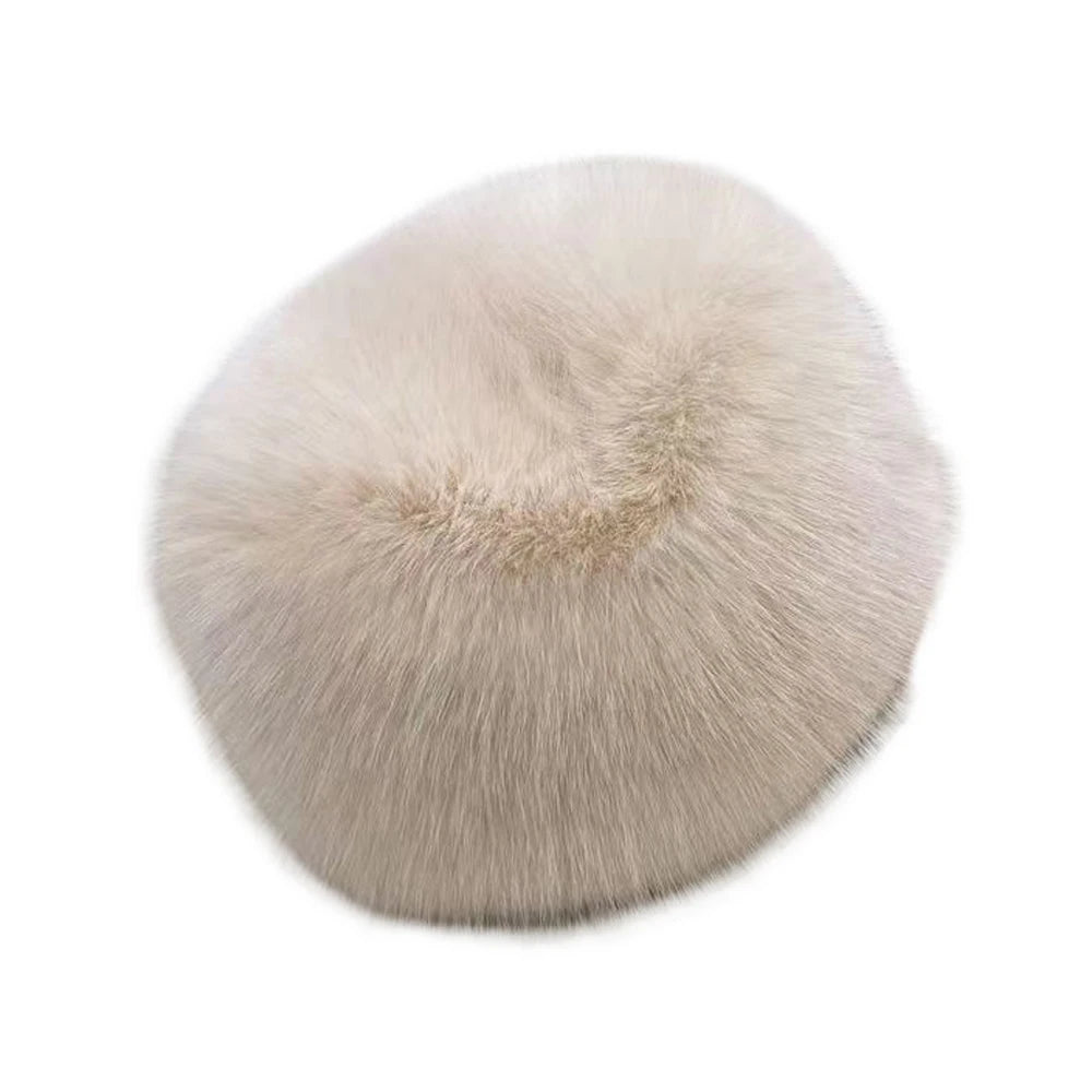 Women's Fluffy Faux Fur Winter Hat – Warm Windproof Bucket & Bomber Cap