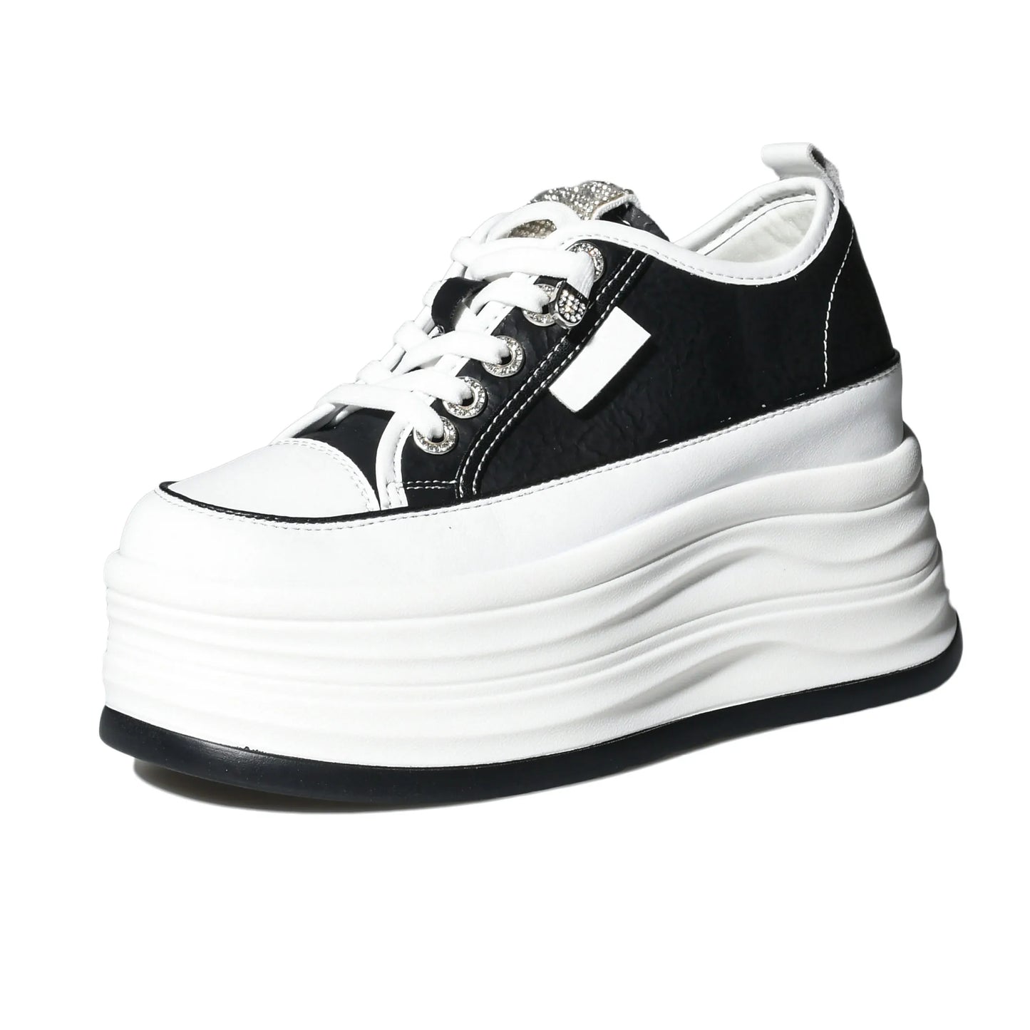 Fujin Women's Platform Sneakers – 9cm Genuine Leather High Heel Casual Shoes