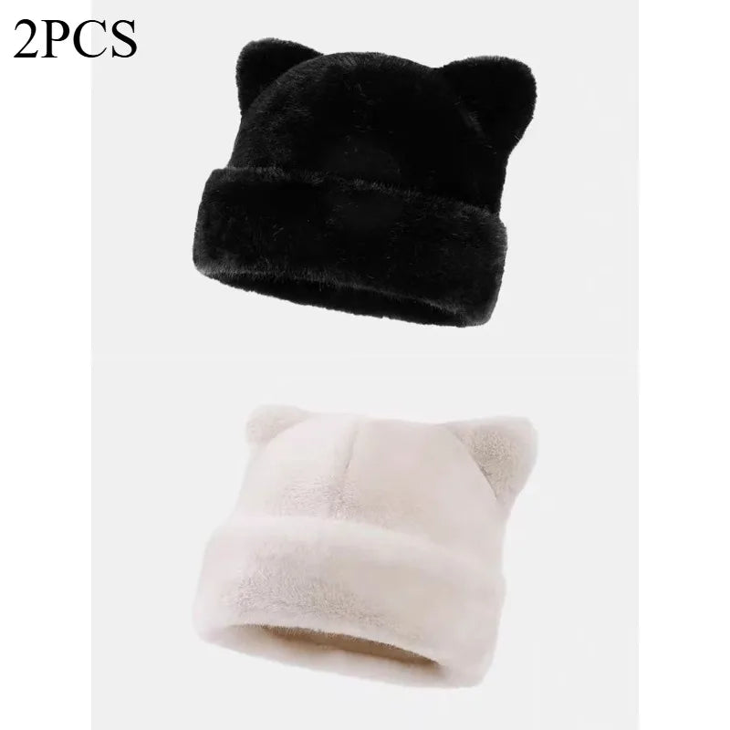 Women's Plush Teddy Bear Beanie – Cute Animal Print Knit Hat | Warm & Cozy