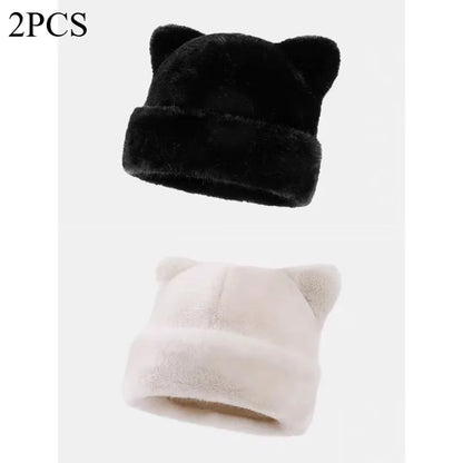 Women's Plush Teddy Bear Beanie – Cute Animal Print Knit Hat | Warm & Cozy