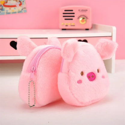Plush Cartoon Animal Coin Purse with Zipper