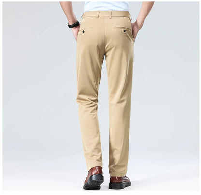 Men's Smart Casual Dress Pants – Elastic Waist Suit Trousers, Straight Fit | Sizes 29–42
