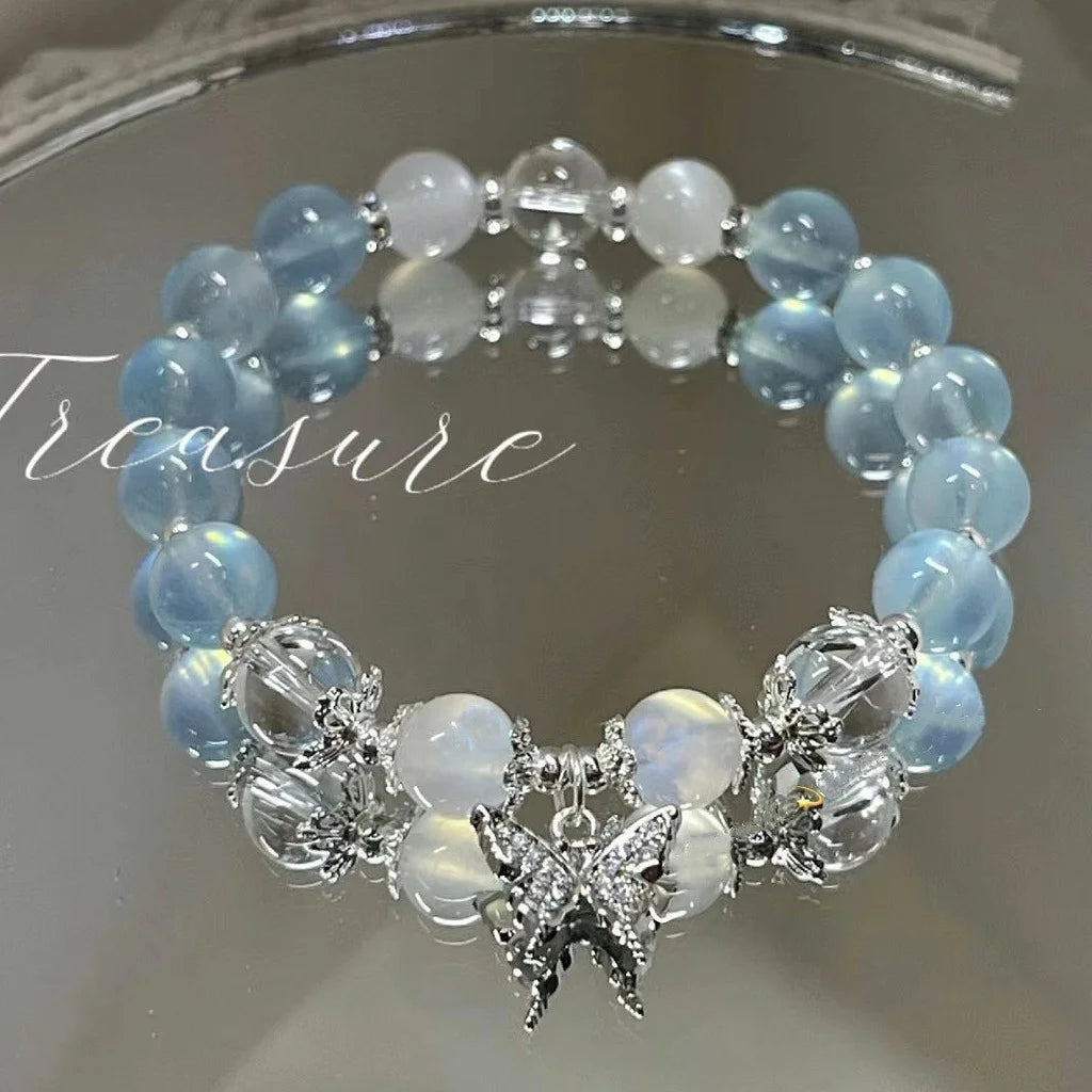 Women's Crystal Beads Bracelet | Korean Flower, Fox & Feather Tassel Friendship Jewelry Gift