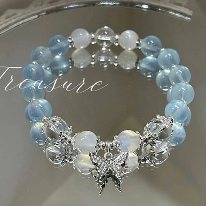 Women's Crystal Beads Bracelet | Korean Flower, Fox & Feather Tassel Friendship Jewelry Gift