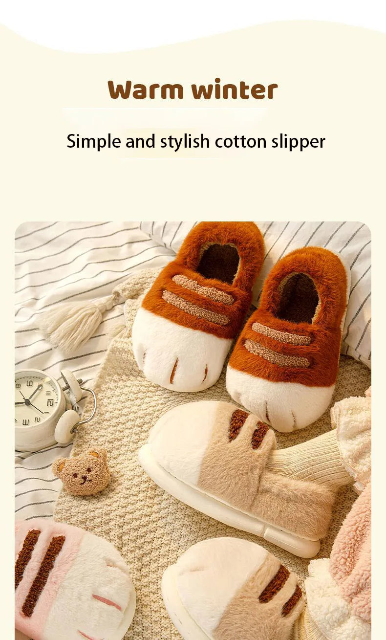 3D Cat Claw Slippers – Cozy Winter Indoor Shoes for Women