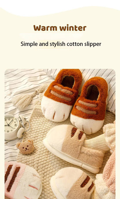 3D Cat Claw Slippers – Cozy Winter Indoor Shoes for Women