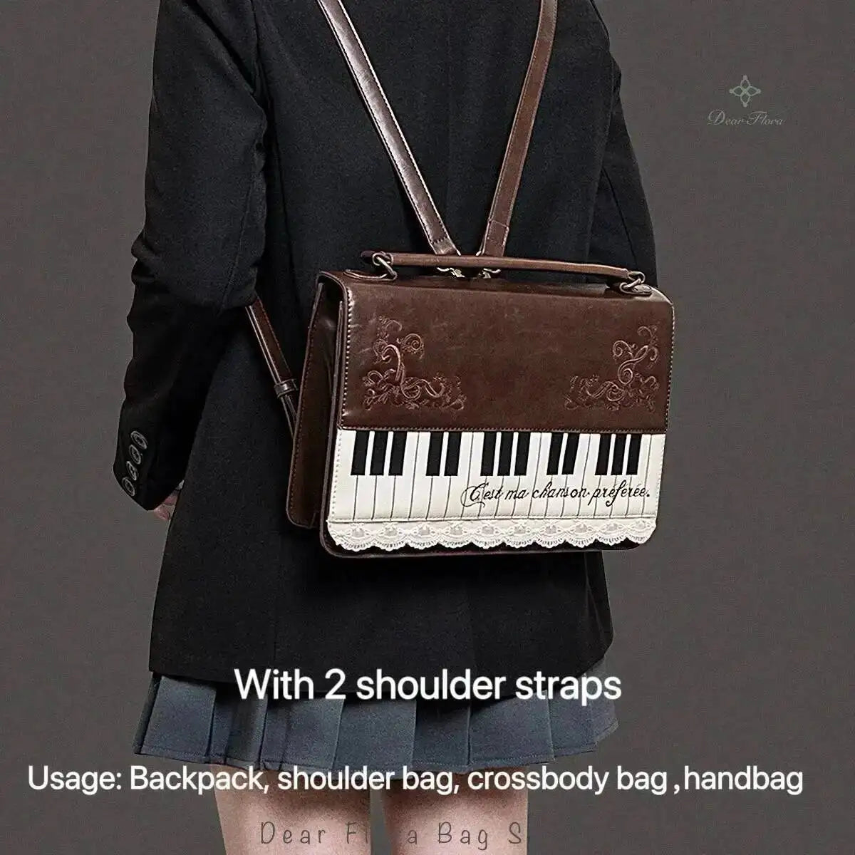 Vintage Piano Ita Bag – Y2K Aesthetic Crossbody & Shoulder Handbag for Women