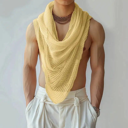 INCERUN Men's Irregular Turtleneck Tank Top – Sleeveless Streetwear Vest | S–5XL