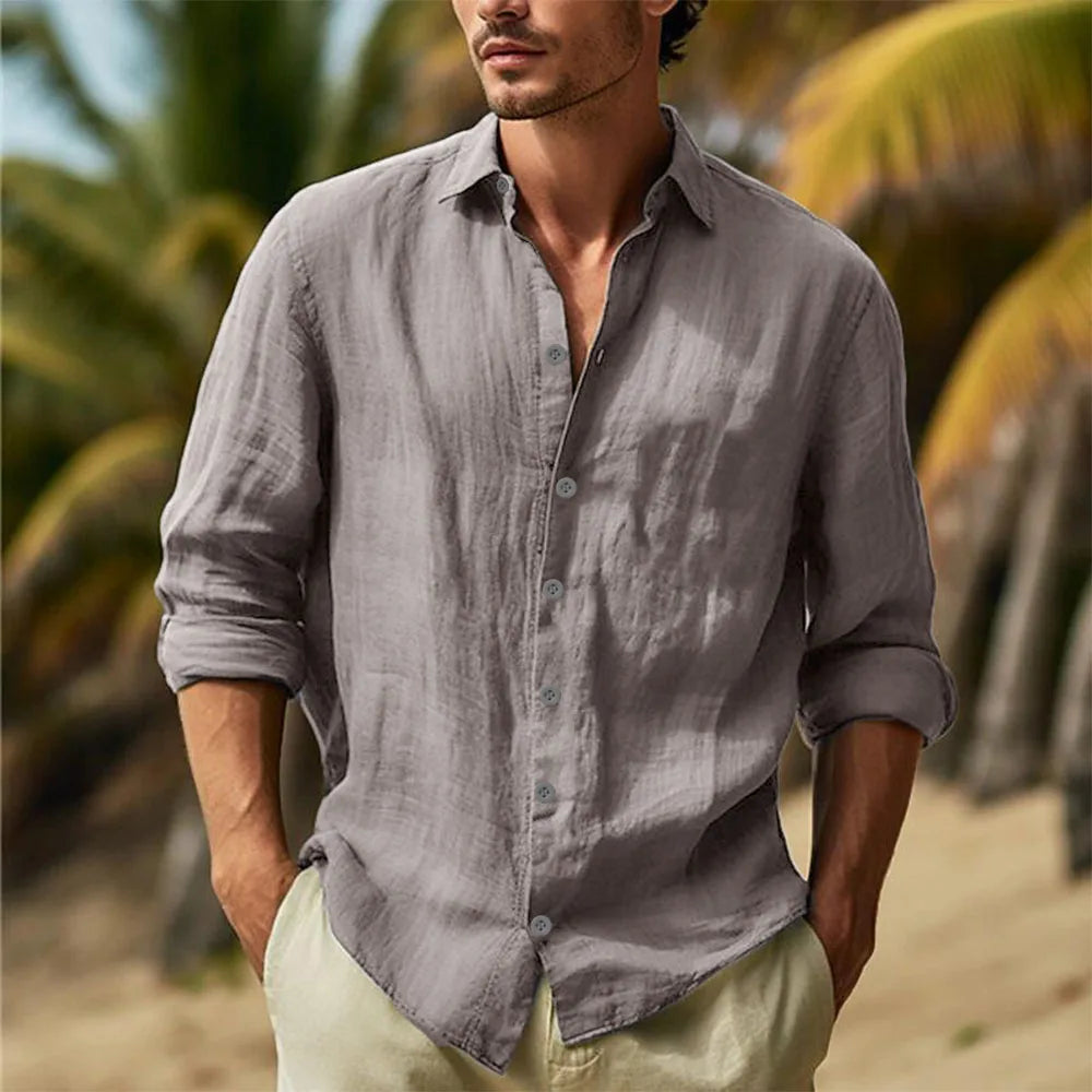 Men's Cotton Linen Casual Shirt – Lightweight Breathable Button-Down | S–3XL, 6 Colors