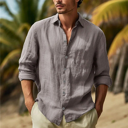 Men's Cotton Linen Casual Shirt – Lightweight Breathable Button-Down | S–3XL, 6 Colors
