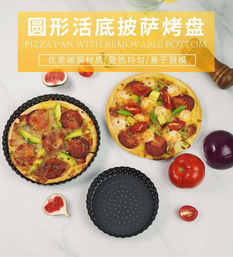 Perforated Non-Stick Pizza & Cake Pan – Carbon Steel Baking Tray (5"/8"/9")