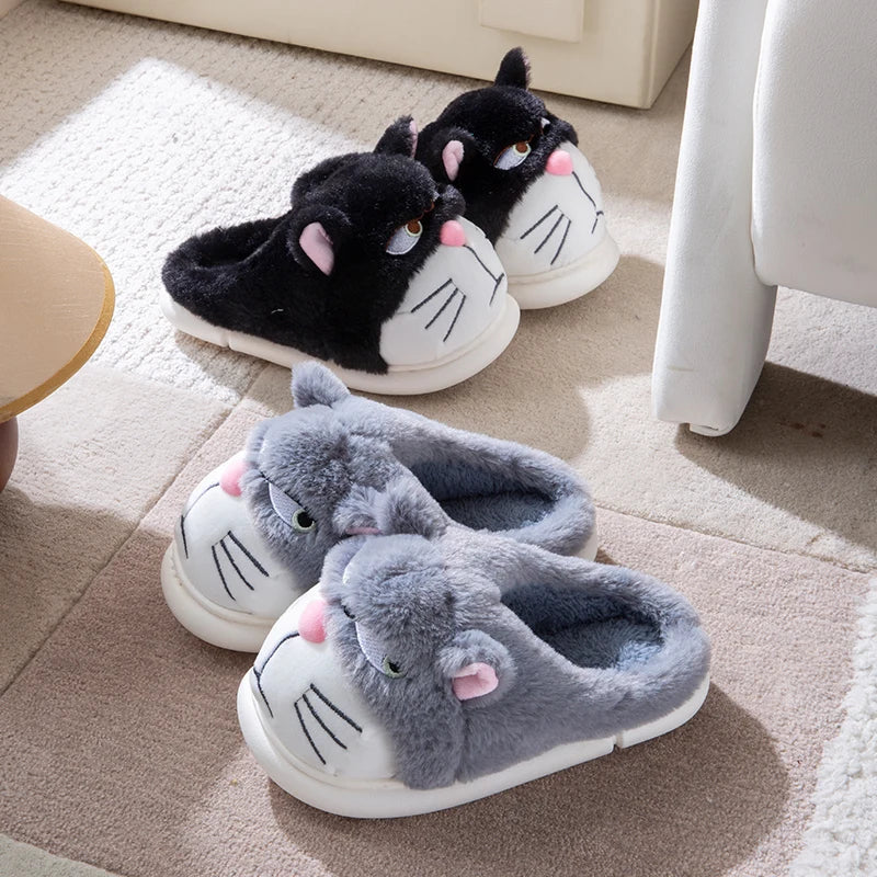 Cartoon Embroidered Plush Slippers – Women's Cozy Indoor House Shoes