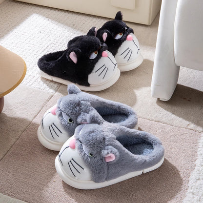 Cartoon Embroidered Plush Slippers – Women's Cozy Indoor House Shoes