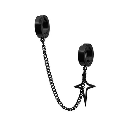 Minimalist Star Clip-On Earrings – No Piercing Needed, Unisex Stainless Steel | Black & Silver