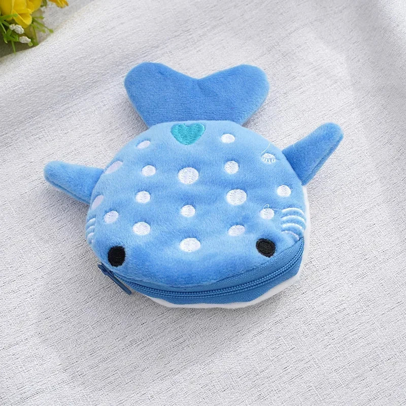Plush Cartoon Animal Coin Purse with Zipper