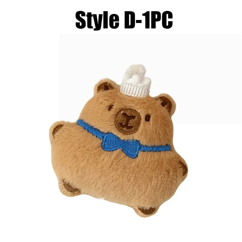 Cartoon Capybara & Croissant Plush Keychain | Soft Bread Food Stuffed Hanging Accessory