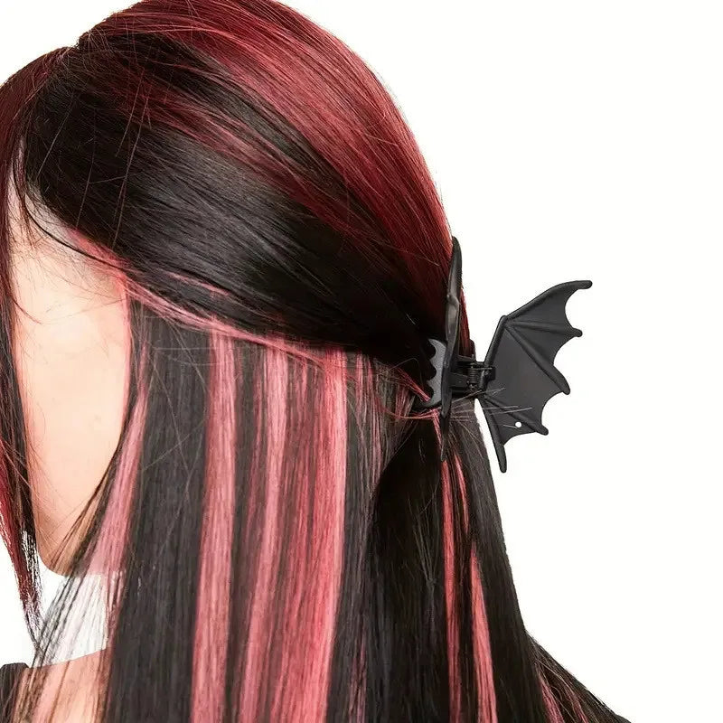 Gothic Bat Hair Clip | Matte Black Punk Animal Print Hairpin for Women & Halloween Party