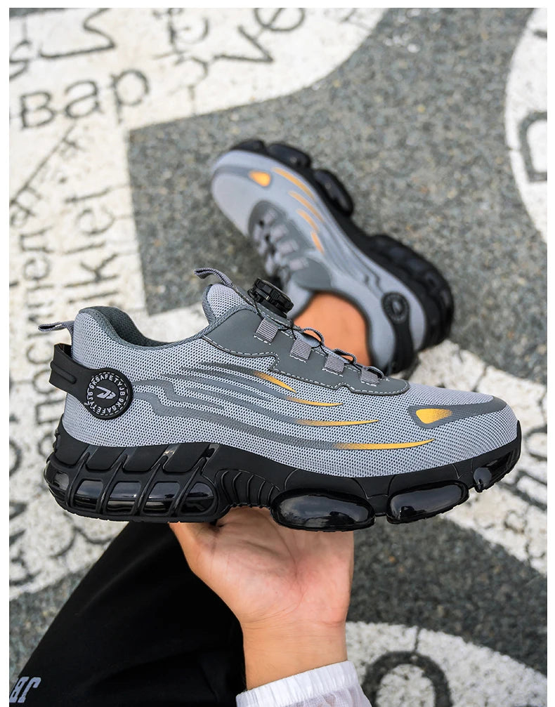 Steel Toe Safety Shoes for Men Lace Free Breathable