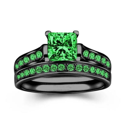Charm Couple Rings Set | Women's Red Rhinestone Ring & Men's Stainless Steel Celtic Dragon Wedding Band - G - Catoure Charm Couple Rings Set | Women's Red Rhinestone Ring & Men's Stainless Steel Celtic Dragon Wedding Band