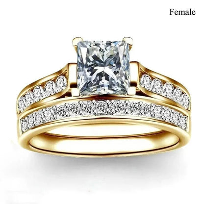 Charm Couple Rings Set | Women's Red Rhinestone Ring & Men's Stainless Steel Celtic Dragon Wedding Band - G - Catoure Charm Couple Rings Set | Women's Red Rhinestone Ring & Men's Stainless Steel Celtic Dragon Wedding Band