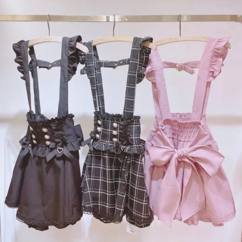 Japanese Gothic Lolita A - Line Mini Skirt – Sweet Kawaii Suspender Plaid | S–XL, Tops & Skirts - G - Catoure Japanese Gothic Lolita A - Line Mini Skirt – Sweet Kawaii Suspender Plaid | S–XL, Tops & Skirts Women's Skirts & Tops
