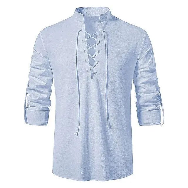 King Billion Men's Cotton Linen Shirt – Casual Long Sleeve V - Neck | S–XXXL - G - Catoure King Billion Men's Cotton Linen Shirt – Casual Long Sleeve V - Neck | S–XXXL Men's Apparel