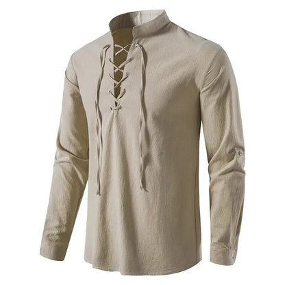 King Billion Men's Cotton Linen Shirt – Casual Long Sleeve V - Neck | S–XXXL - G - Catoure King Billion Men's Cotton Linen Shirt – Casual Long Sleeve V - Neck | S–XXXL Men's Apparel