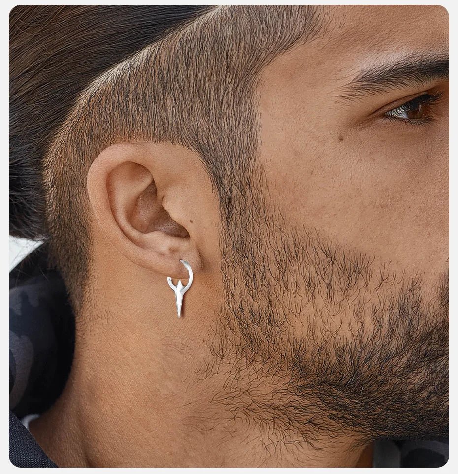Men's Punk HipHop Hoop Earrings | Silver Color Metal Hoops Piercing Ear Jewelry - G - Catoure Men's Punk HipHop Hoop Earrings | Silver Color Metal Hoops Piercing Ear Jewelry